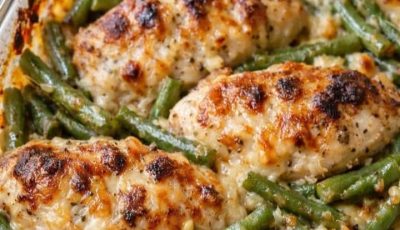 Oven Baked 4-Ingredient Amish Chicken and Green Bean Bake