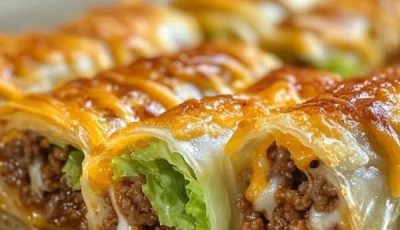 Low Carb Baked Big Mac Rice Paper Roll