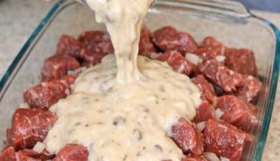Pour cream of mushroom soup