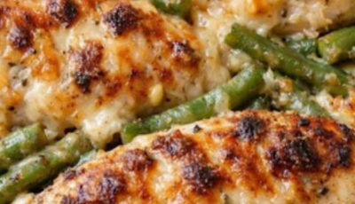 Oven Baked 4-Ingredient Amish Chicken and Green Bean Bake