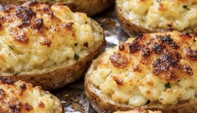 Oven Baked 3-Ingredients Stuffed Potato Boats