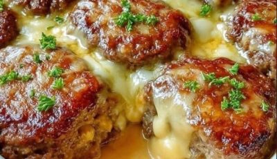 Cheesy Baked MeatPatties in Creamy Sauce